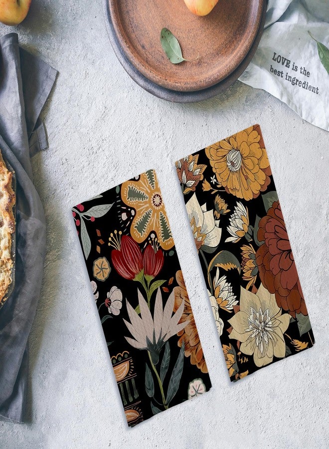 Qpenm Abstract Floral Kitchen Dish Towels - Vintage Waffle Weave Kitchen Towels, Retro Flower Waffle Weave Decorative Kitchen Towels, Boho Hand Towels for Bathroom (16×24 Inches) - Image 4